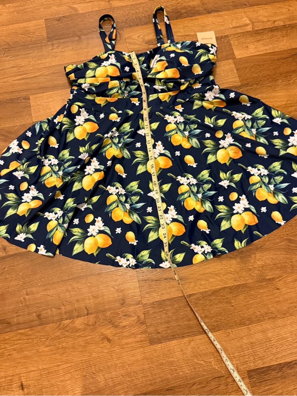 BloomChic Navy Lemon Print Two Piece Swim Dress/Top - Picture 3 of 7